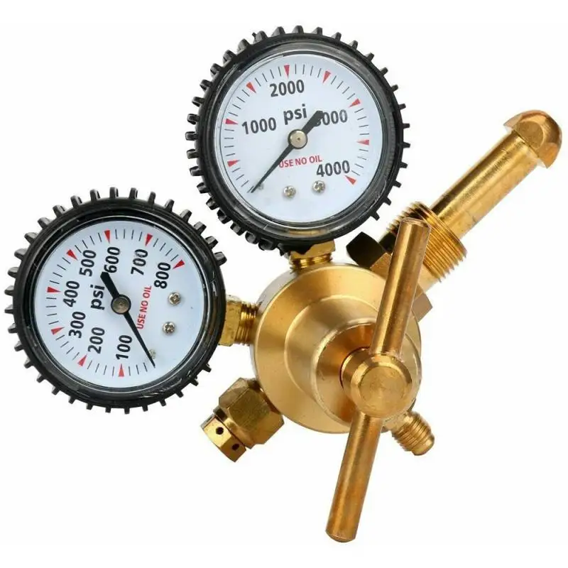 

Nitrogen Regulator Gauge Pressure Equipment 0-600PSI CGA580 Inlet 1/4 inch Flare Output Brass Connection Gauges Leakage Tests