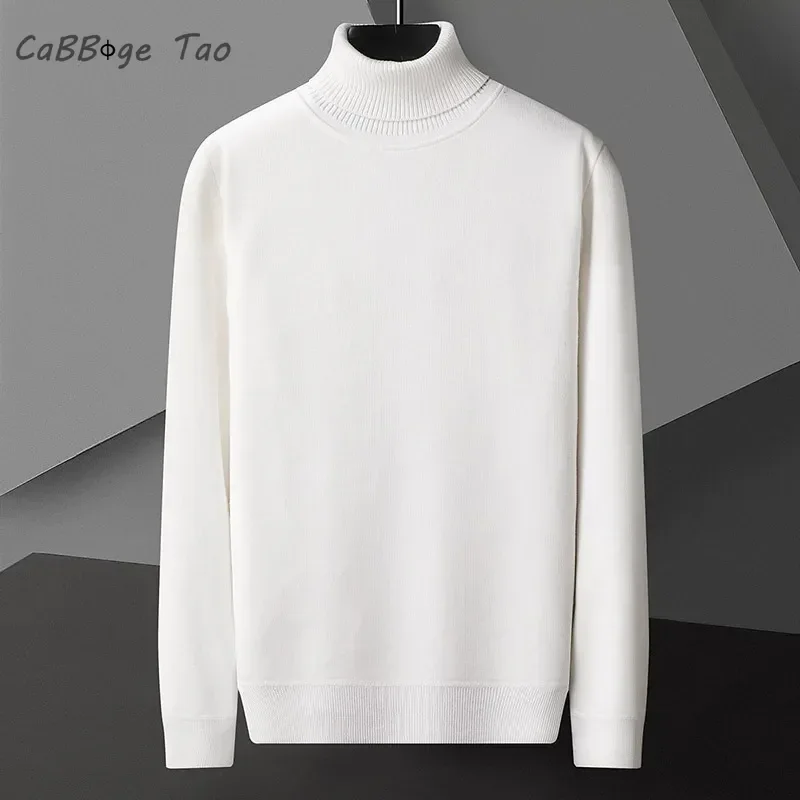 Men's Casual Slim Fit Basic Tops Long Sleeve Knitted Streetwear Lightweight Turtleneck Pullover Sweater Solid Color Sweater Men