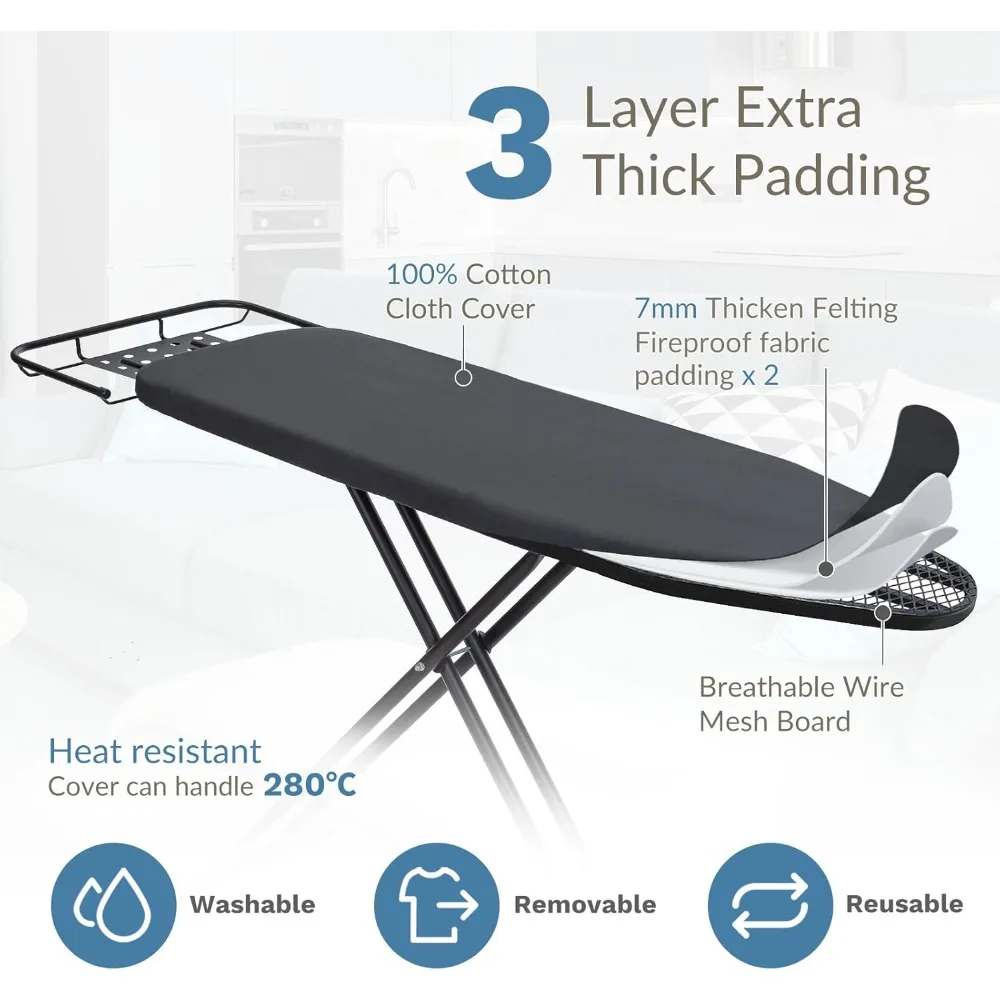 أطقم المطاعم توصيل مجاني - لوح كي 48 بوصة × 15 بوصة مع مسند حديد قابل للسحب، لوح حديد عالي التحمل بالحجم الكامل، عريض قوي #1