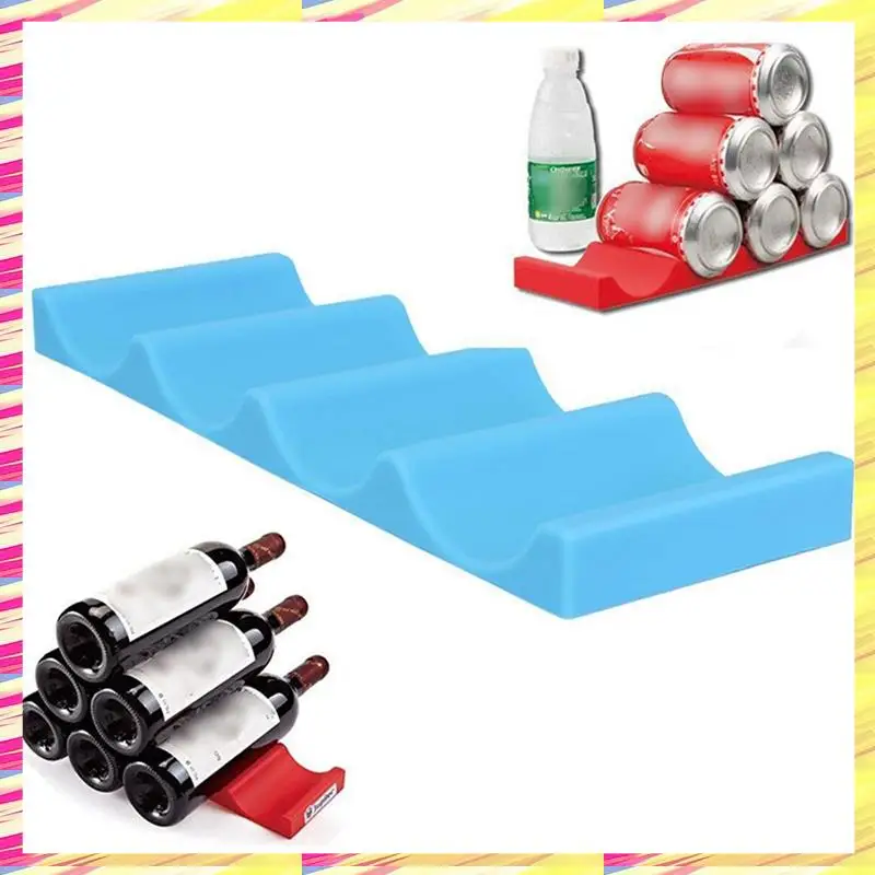 

ABJJ 2Pcs Silicone Fridge Can Beer Wine Bottle Rack Holder Mat Stacking Tidy Tool Kitchen Refrigerator Organizer