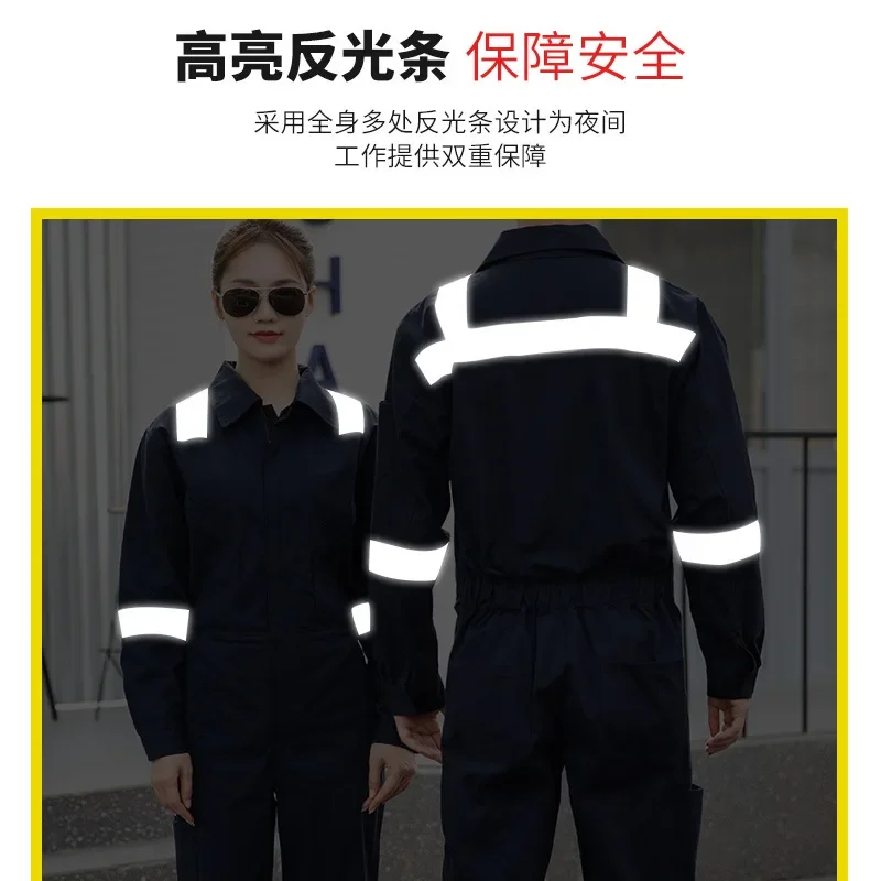 Cotton One-Piece Overalls Suit Reflective Wear-Resistant And Dirt-Resistant Factory Welder Machine Repair Labor Protection Suit