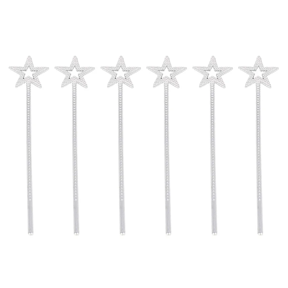 6Pcs Star Pentagram Fairy Wands Plastic Stick for Birthday Party Cosplay Magical Props Wands Plastic Wand
