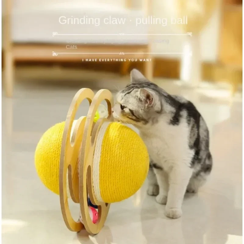 Cat pull-out toy sisal turntable track play disk spherical tumbler wear-resistant cat scratching board cat toy