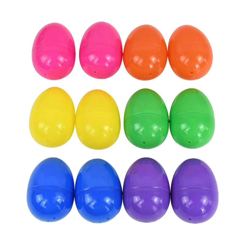 12/24Pcs Plastic Easter Eggs Surprise Toys Blind Egg Fillable Empty Eggs for Party Hunt Games Easter Gifts Easter Decor 6Colors