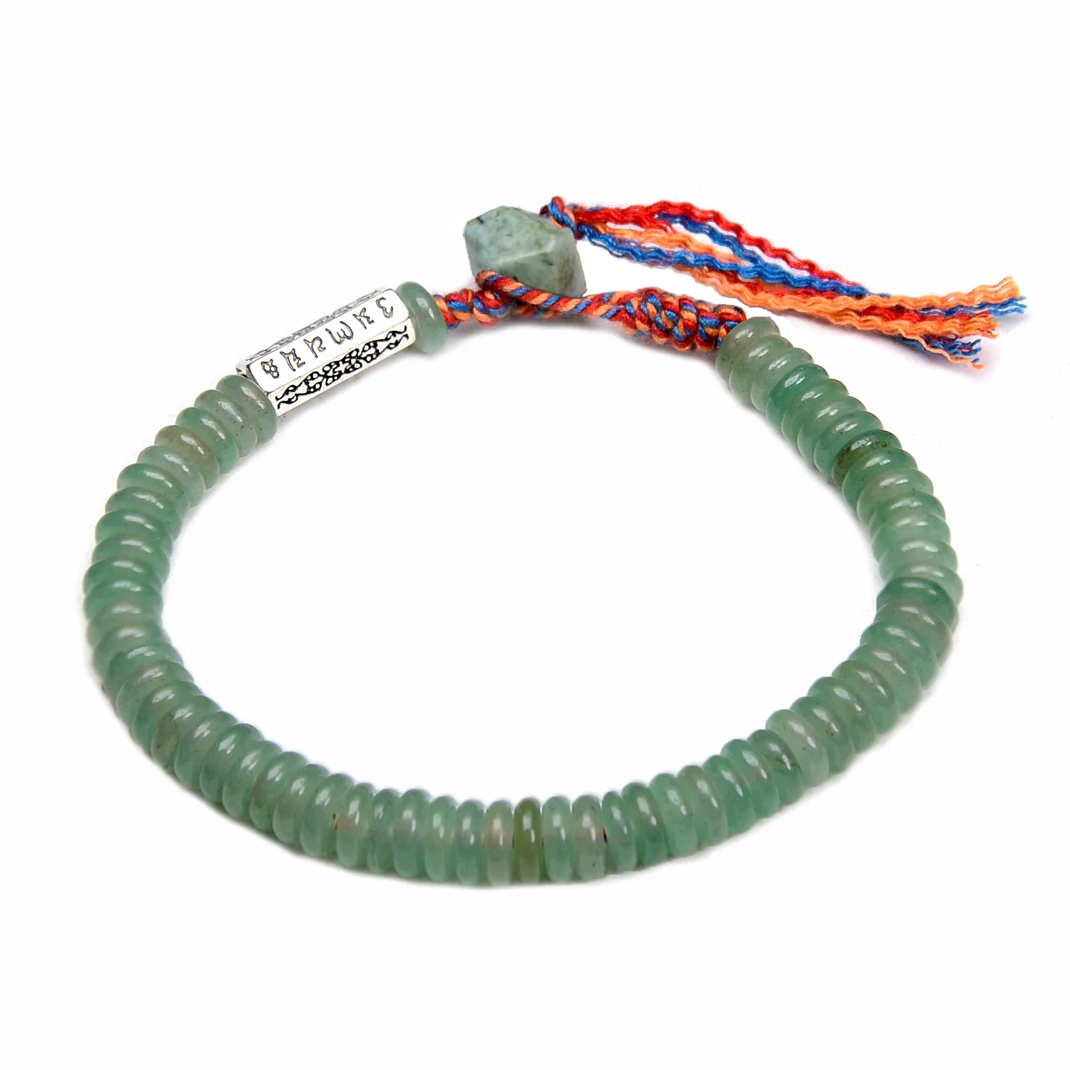 Tibetan Colorful Rope Buddhist OM Charm Bracelets Green Aventurine Jade Beads For Women Handmade Lucky Jewelry 6MM