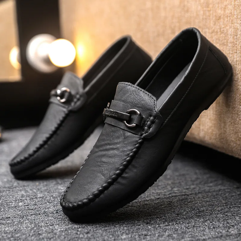 

Spring Autumn Mens Casual Leather Loafers Men Loafer Shoes Mocasines Hombre Mocassini Brown Black Slip-On Big Size Dropshipping