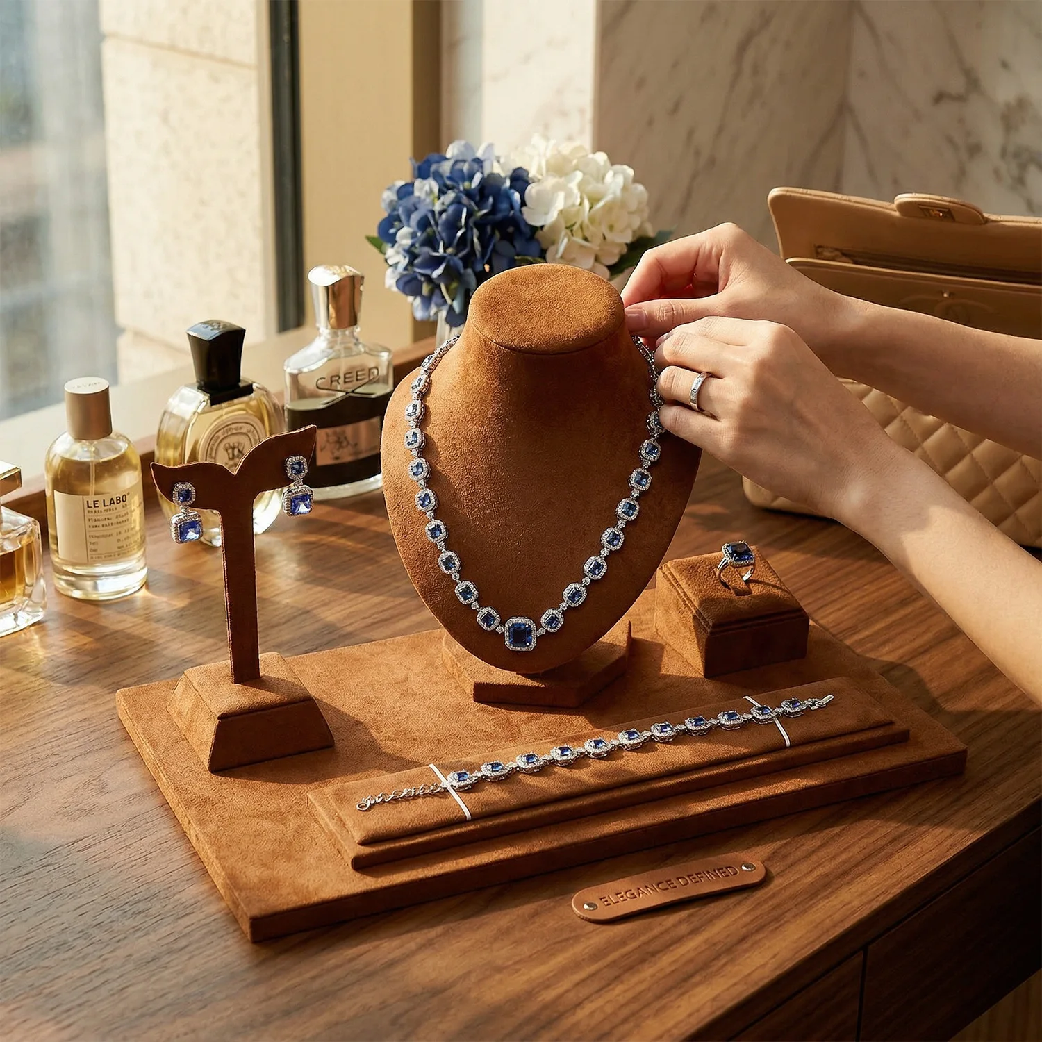 Velvet Jewelry Display Stand Set Necklace Holder Ring Earring Bracelet Holder Jewelry Organizer Display Stands for Jewelry Store