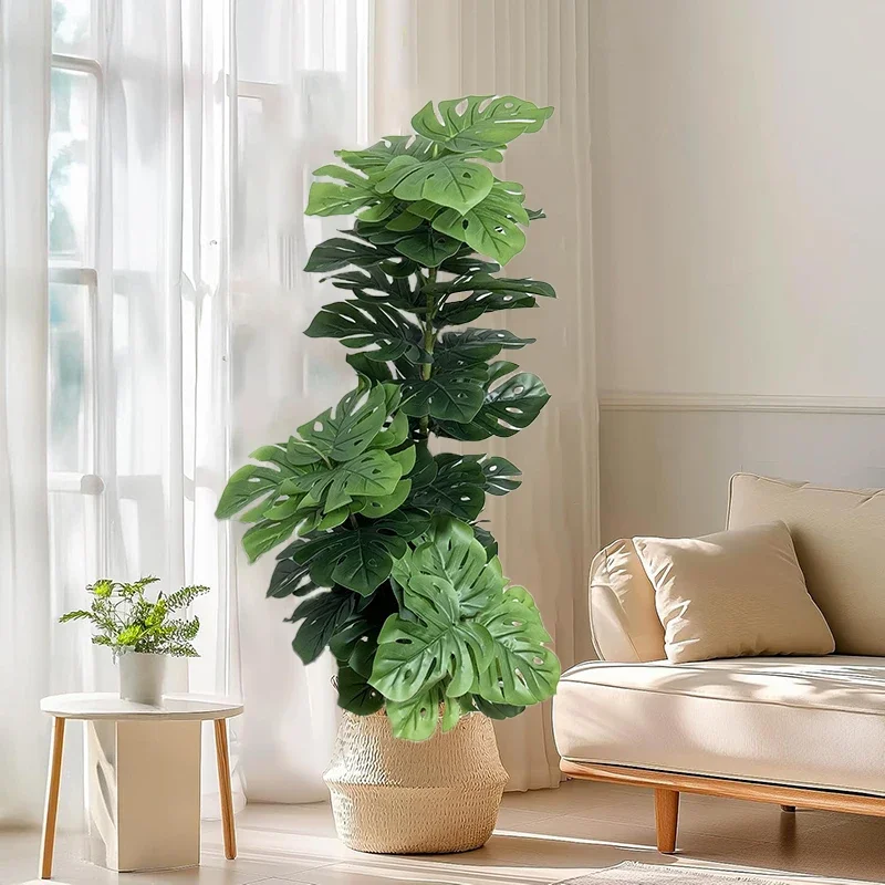

70-150cm Artificial Monstera Tree Fake Palm Plants Plastic Turtle Leafs Tropical Landscape Plants For Home Garden Shop Decor