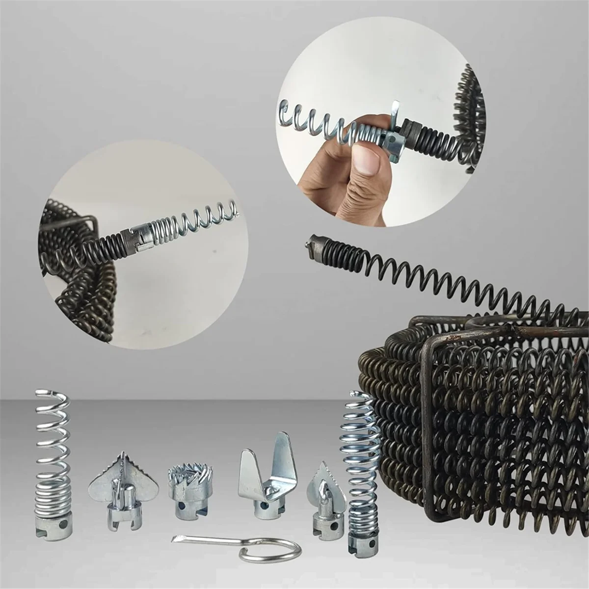 Beauty Drainage Cleaner Combination Cutter Head Set Automatic Head Locking Head Suitable for Pipe Dredging Machine 7-Piece Set