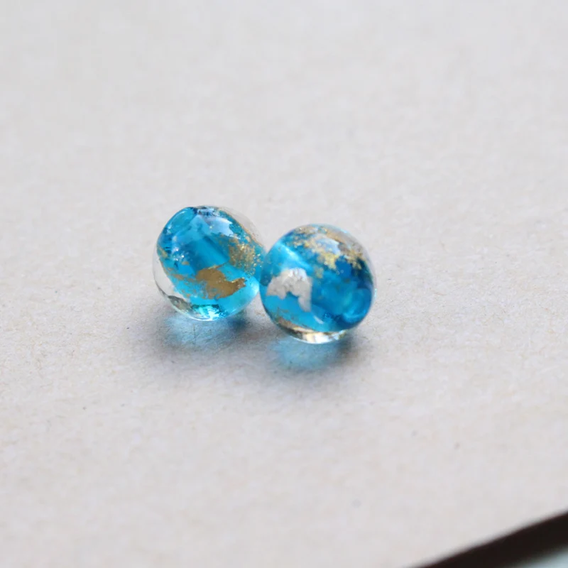 10 قطعة 8 10 مللي متر 12 مللي متر غرامة Lampwork الخرز اليدوية المحيط الأزرق اللون مع الذهب احباط للمجوهرات سوار قلادة القرط صنع DIY بها بنفسك