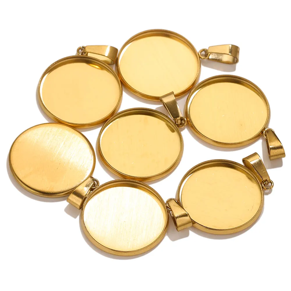 10szt Fit 10 12 16 20 30mm Stal nierdzewna Żywica Pusta Złota Cabochon Podstawa Taca Ustawienie Bezels Wisiorek Charms DO Tworzenia Biżuterii