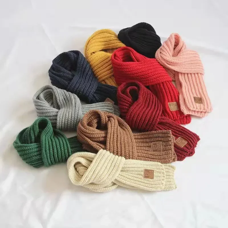 New Children Winter Autumn Knitted Scarf Keep Warm Solid Candy Colors Baby Girls Boys Kids Neck Gaiter