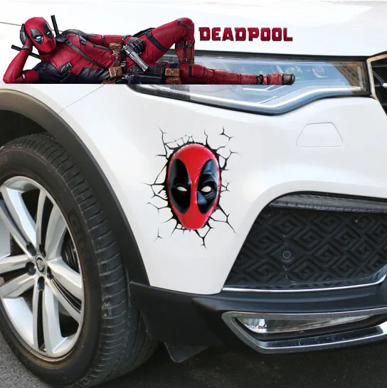 

Marvel Deadpool 3D Creative Car Stickers Animation Around Three-dimensional Simulation Cracks Through The Wall Car Stickers