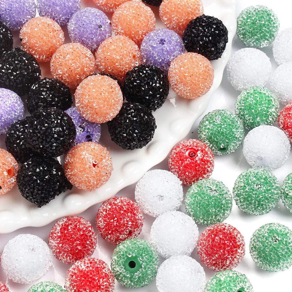 16mm 5pcs Halloween and Christmas  Colors Water Crystal Round Crystal & Sugar Coated Beads - DIY Jewelry Making & Craft Supplies