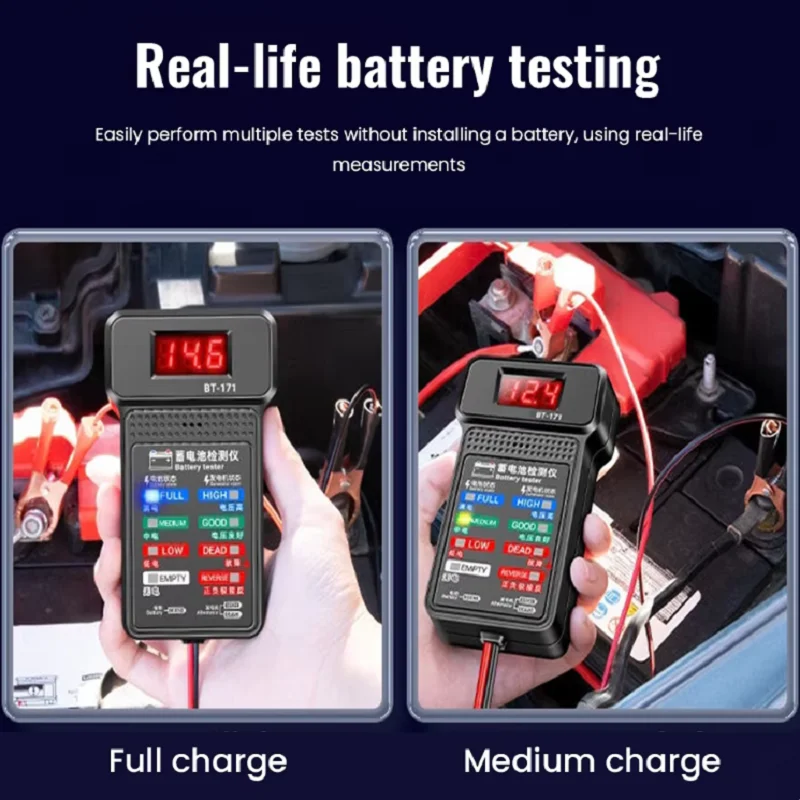 BT-171 Battery Tester Monitor Panel Gauge-Battery Status-Indicator 12V Car Electric Quantity Detector Diagnostic Tool