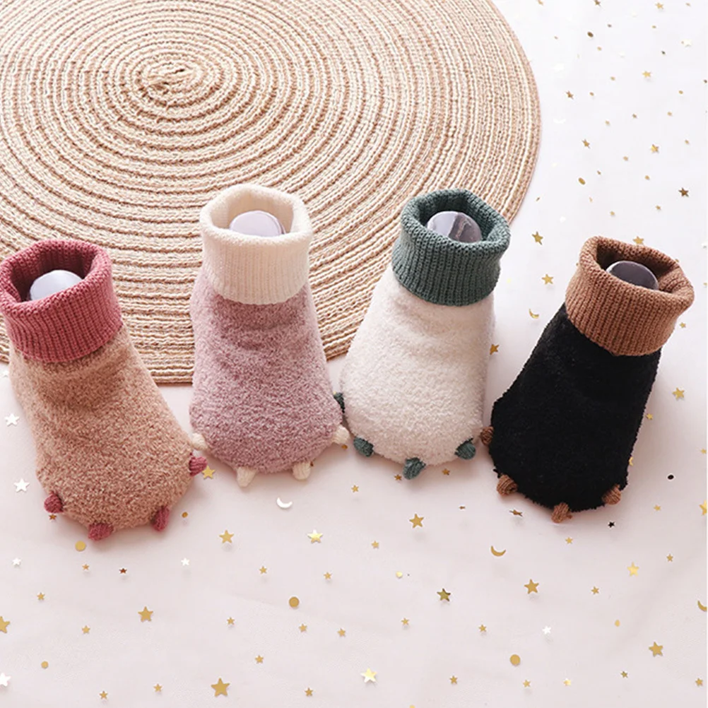 

1Pair Baby Winter Warm Socks Soft Comfortable Non Slip Infant Wearing White Size L 11cm Thick Stockings Baby Winter Shoes