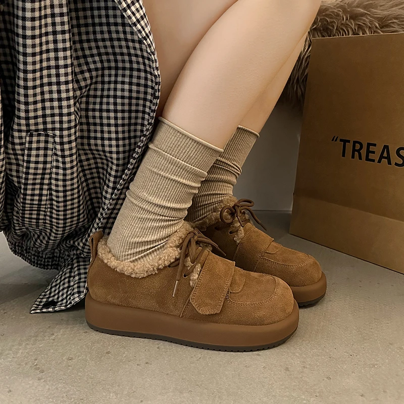Scarpe da donna mocassini con plateau pelliccia Slip-on zoccoli autunnali nuovo mocassino inverno Slip On autunno inverno scarpe donna mocassini