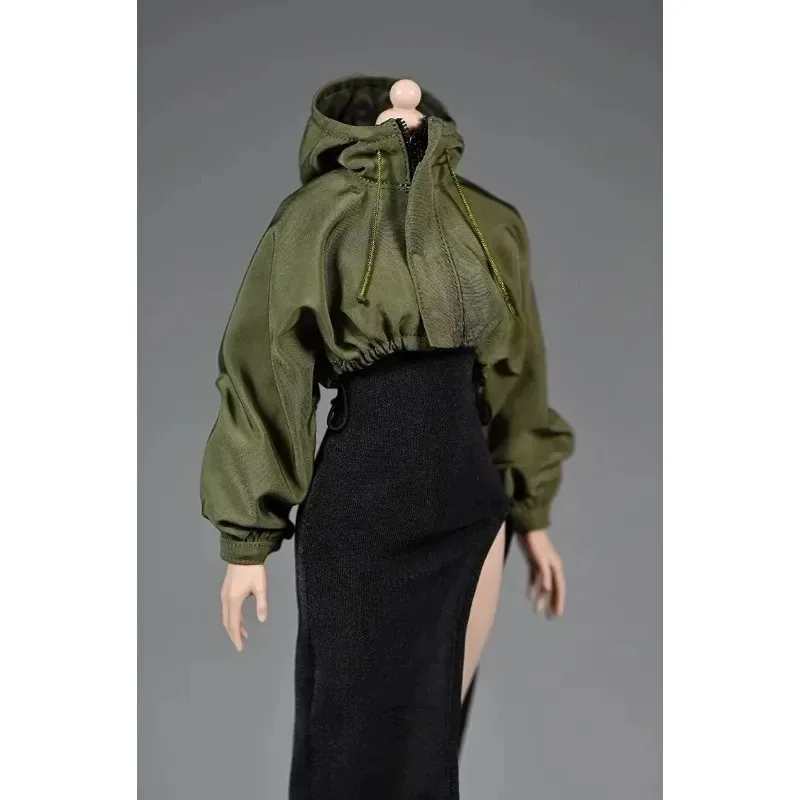 

1/6 Scale Action Figure Functional Style Jacket Zipper Hat Short Top Clothes for 12" Female Solider Doll Body Accessory