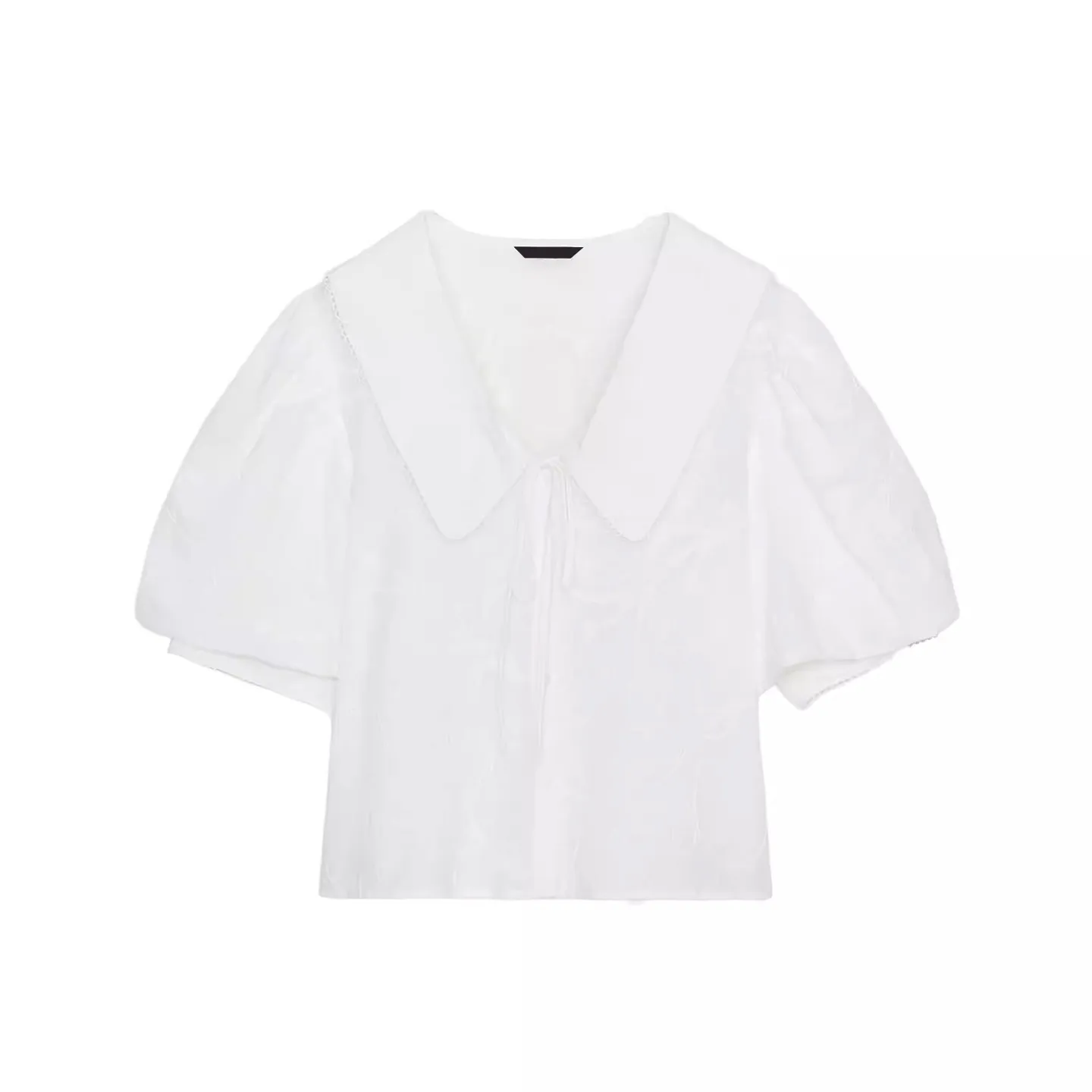 

Faionable Simple ort Sve Turn-down Collar irt Women's Casual Sle Loose Fit Bubble Sve Other Material 00% Sprin...