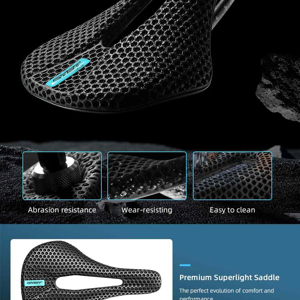 RYET 3D Gedruckt Carbon Fahrrad Sattel 140mm 143mm Superlight Road MTB Rennrad Sitz Sättel Kissen Radfahren sitzen Teile – Detail 11
