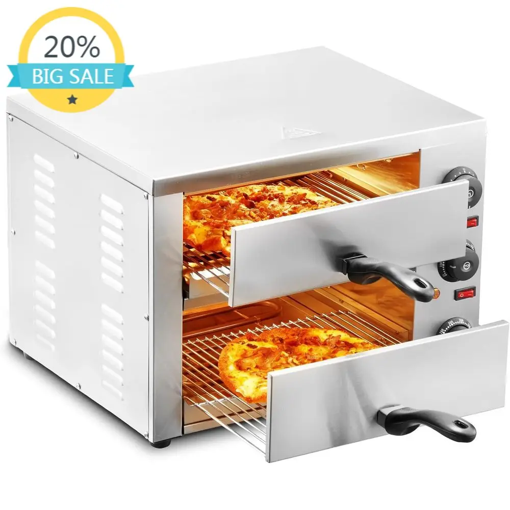 

Настольная печь для пиццы на 12 порций, 1700 Вт, с регулировкой температуры и таймером, равномерный нагрев, легкая очистка, подходит для домашнего и коммерческого использования