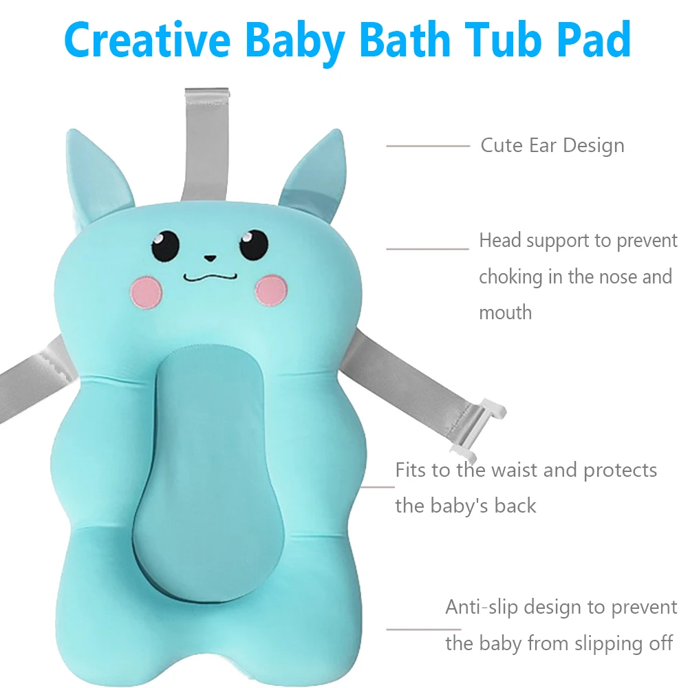 Baby Shower Bath Tub Pad Non-Slip Bathtub Seat Support Mat Newborn Safety Security Bath Support Cushion Foldable Soft Pillow