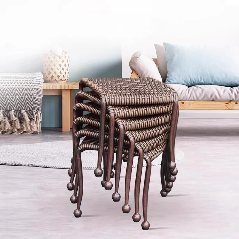 Handwoven Rattan Chair Home Leisure Seat,Minimalist Square Stool for Kids Balcony,Natural Wicker Indoor Outdoor Decorative Chair