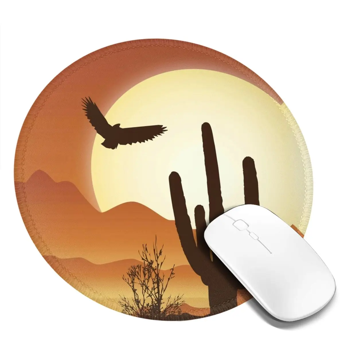 Sunset Western Desert Mouse Pad Cactus and Eagle Graphic Rubber Mousepad For Notebook Computer Comfortable Quality Mouse Mats