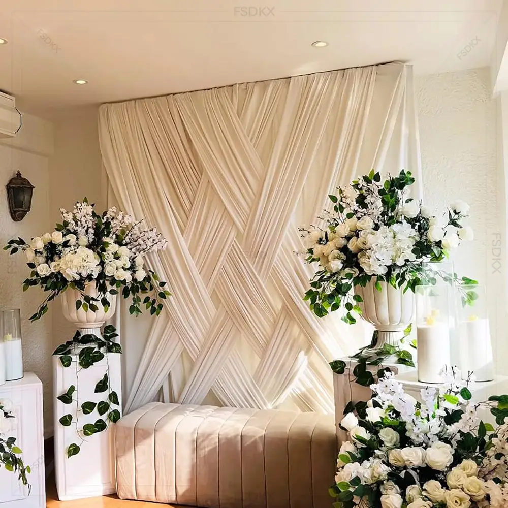 

Customized Size Parties Wrinkle Free Photo Backdrop Drapes Fabric Birthday Ceremony Curtain for Wedding Decoration Swag