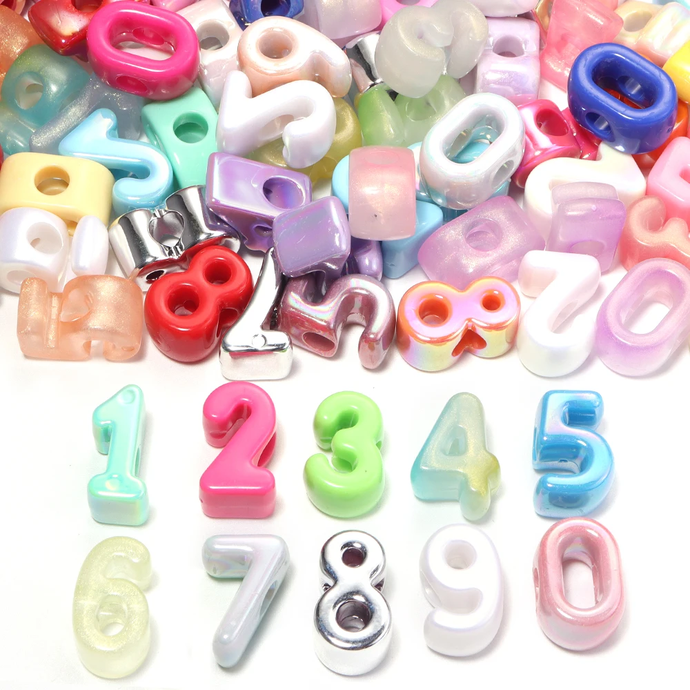 10/20pcs Colorful Big Hole Acrylic Number Beads Loose Spacer Beads For Jewelry Making DIY Bracelet Keychain Phone Chain Supplies