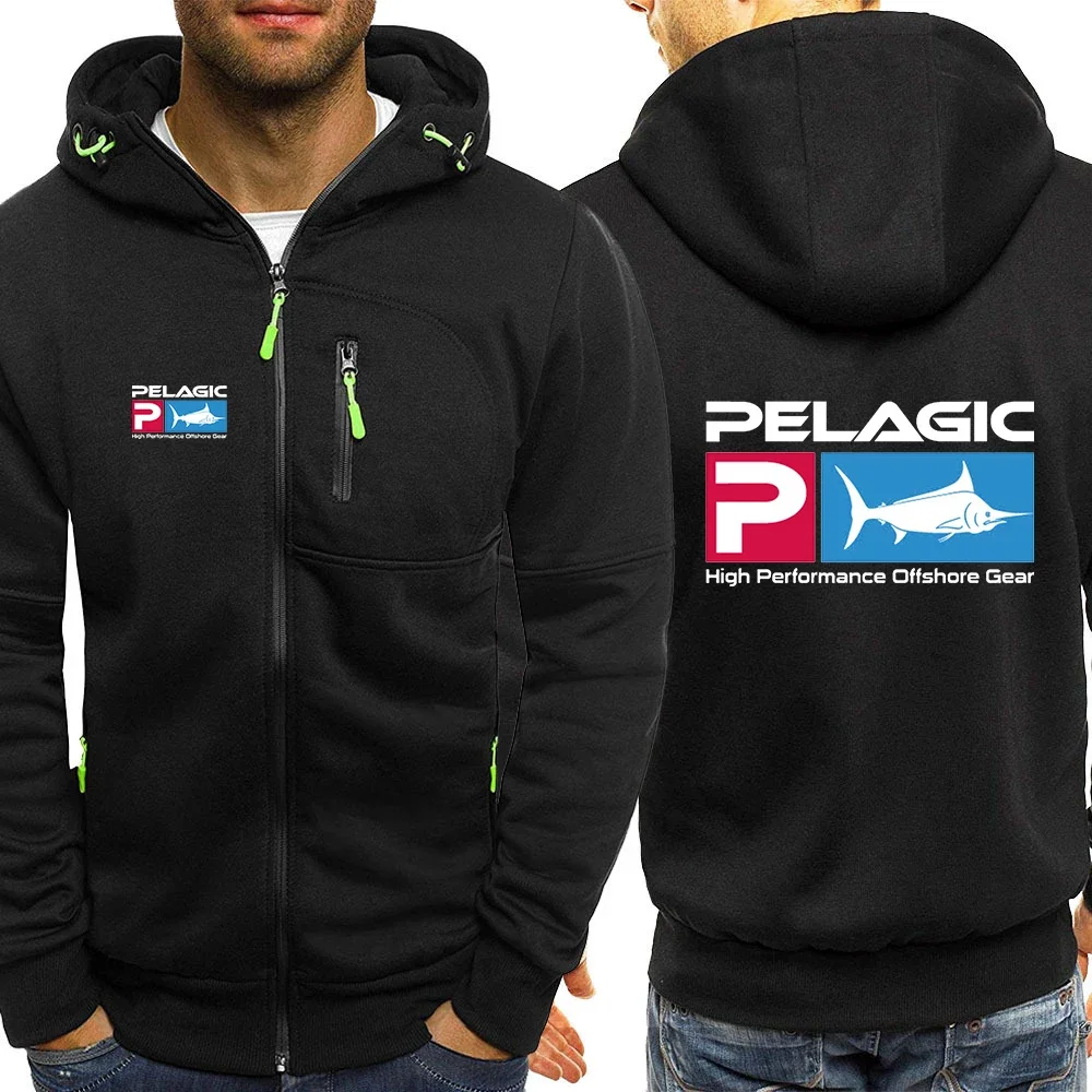 

Pelagic Fishing Logo 2024 New Tricolor Space X Hooded Jacket Spring Autumn Men Casual Slim Patchwork Zipper Coat Long Sleeve