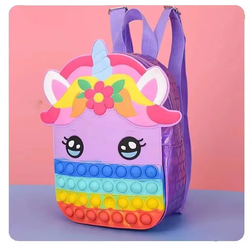 Pop Backpack for Girls Pops Shoulder Bag School Backpacks Purple Unicorn Gifts for Girls Kids Teen Girls Backpack for School