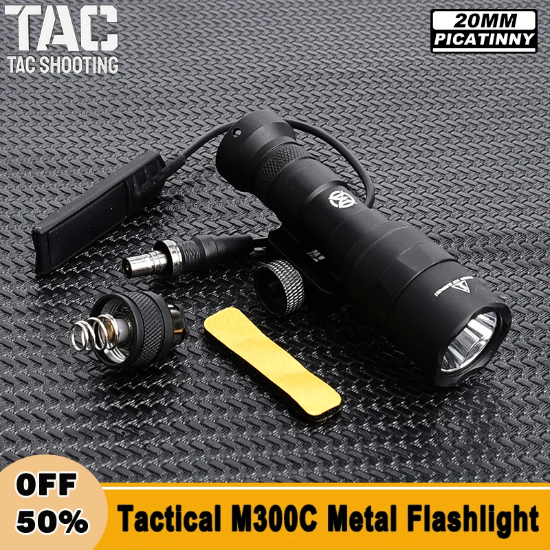 

Tactical M300 M300C Mini Flashlight 510 Lumens White LED Scout Light Installed On 20mm Picatinny Rail Hunting Airsoft Accessory