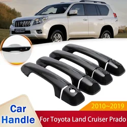 Fit for Toyota Land Cruiser Prado 150 J150 2010~2019 Gloss Black Smart Door Handle Cover Sticker Trim Car Protective Accessories