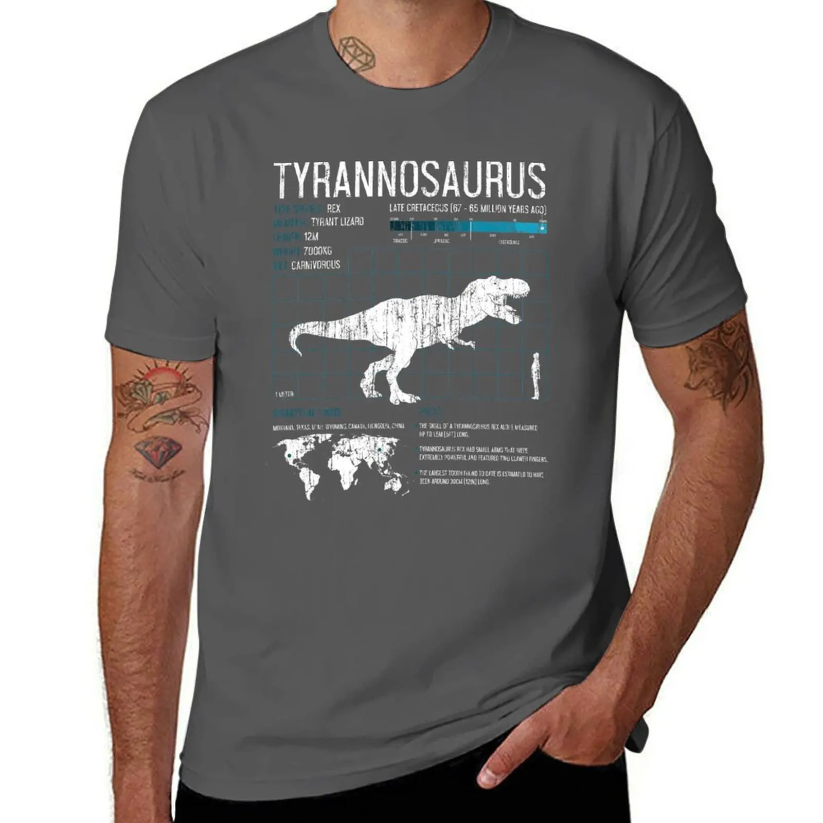 

T-Rex Dinosaur Facts Tyrannosaurus Rex Science T-Shirt Basic Solid Tee for Daily Use