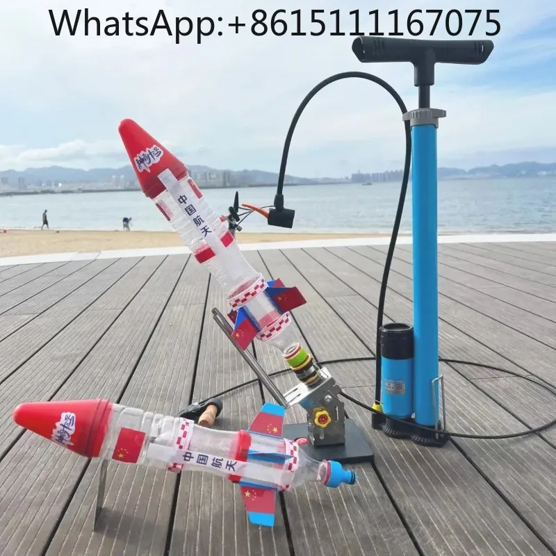 Kids DIY Water Rocket Launcher With Parachute Complete Material Kit Handcraft Science Experiment Educational Toy