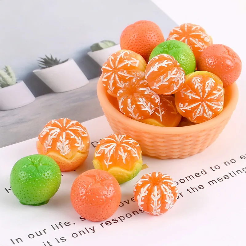 10 Uds Diy Mini resina naranja comida falsa miniaturas Planar Flatback suministros de álbum de recortes accesorios en miniatura adorno artesanal