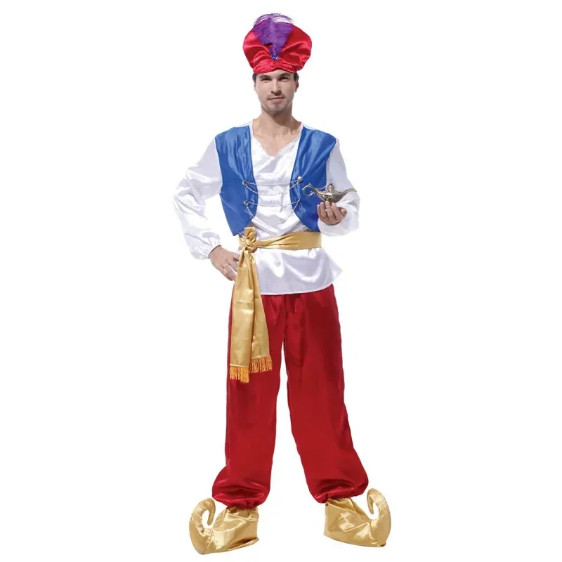 Purim carnaval festa trajes de halloween adulto homem aladdin traje árabe aladdin príncipe cosplay