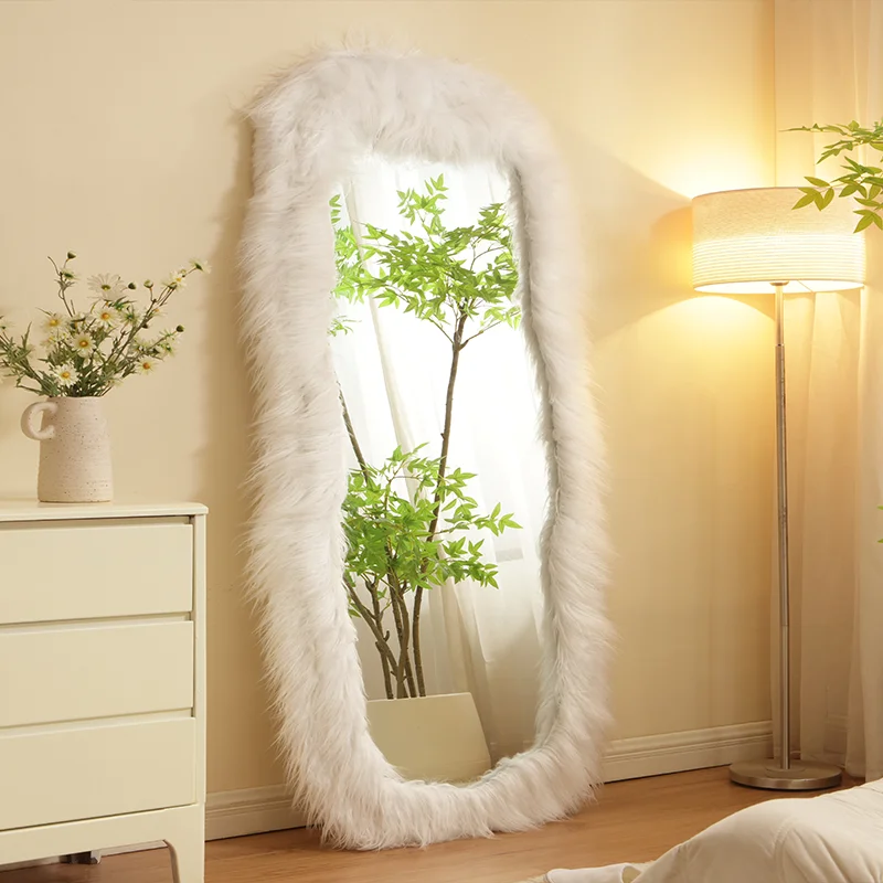 

Full Body Dressing Mirror, Aesthetic Korean Style Design, Light Luxury Modern Wooden Standing Mirror