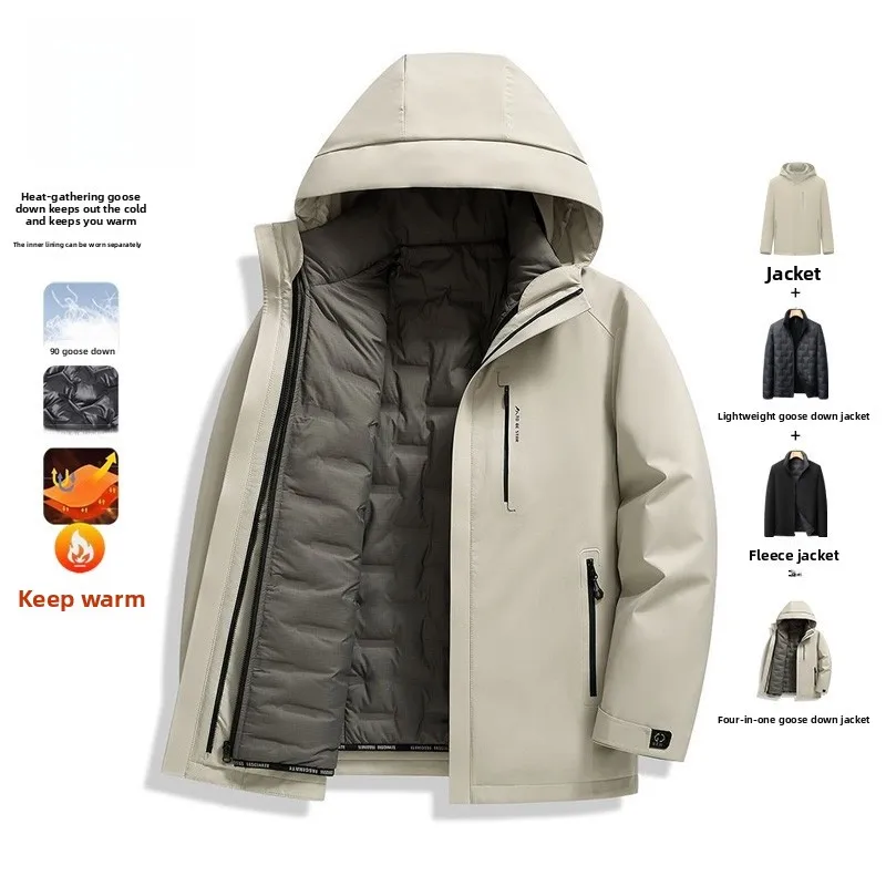 

Pierre Cardin Men's Thiened Goose down Jaet Autumn Winter Outdoor Casual Anti-Cold Windproof Waterproof Outdoor Clothing