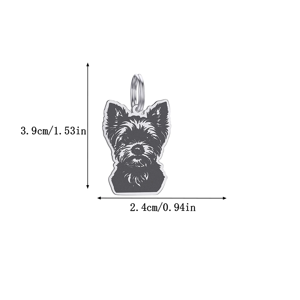펑크 동물 요크셔 테리어 참 동물 개 ID 태그 이름 전화 칼라, 맞춤 각인 목걸이 키체인