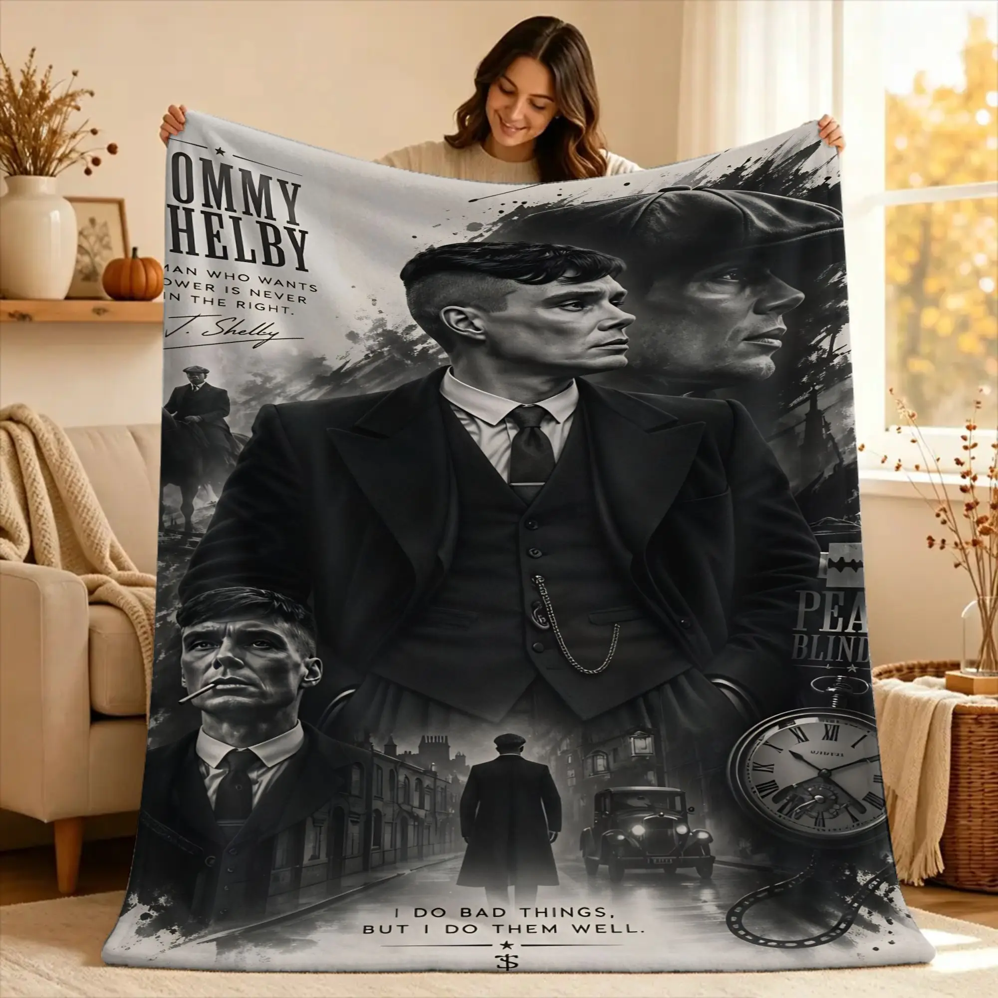 Peaky Blinders tommy shelby  Soft Warm Blanket  Kids Plush Throw Blanket Pattern Couch Bed Flannel Bedspread Sofa Bed Cover