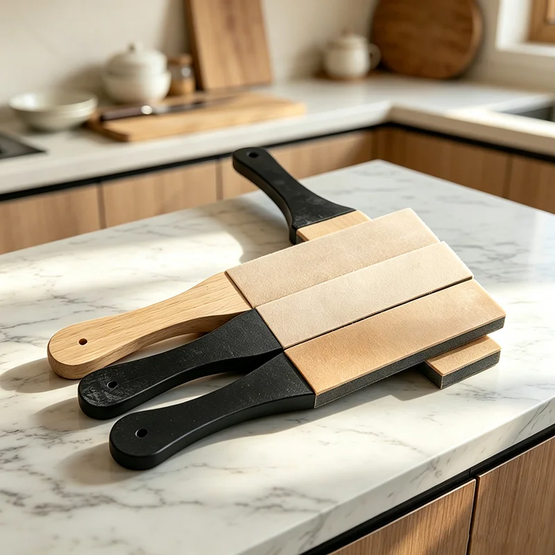 Double Side Leather Strop for Knife Sharpening Stropping Block Kit with Polishing Compound Knife Sharpening Tool