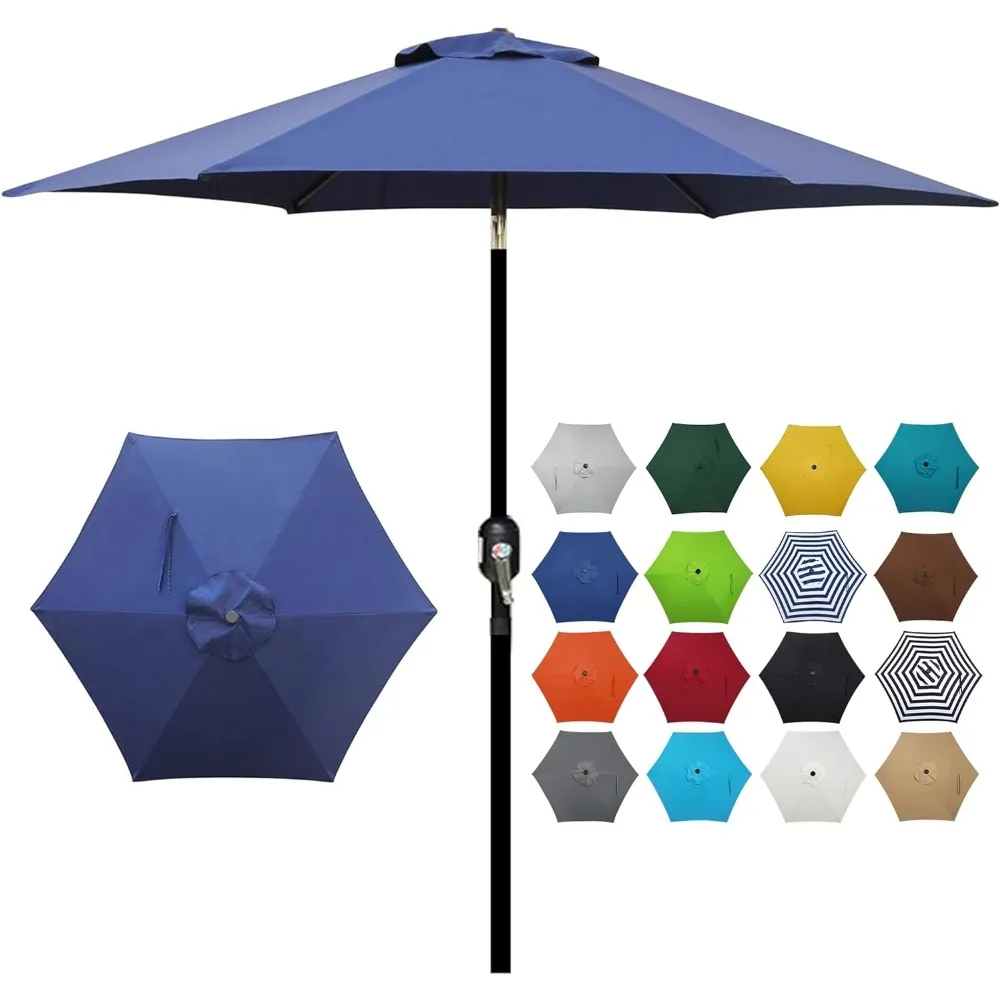 

Blissun 7.5 Ft Patio Umbrella, Yard Umbrella Push Button Tilt Crank (Navy Blue) Umbrella Beach Outdoor Umbrella