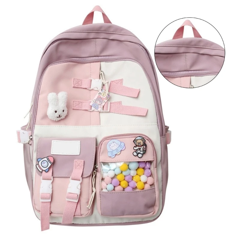 วิทยาลัย Daypack สำหรับผู้หญิงผู้ชายเกาหลี Harajuku กระเป๋าเป้สะพายหลังสีสันสดใสกระเป๋าหนังสือโรงเรียน