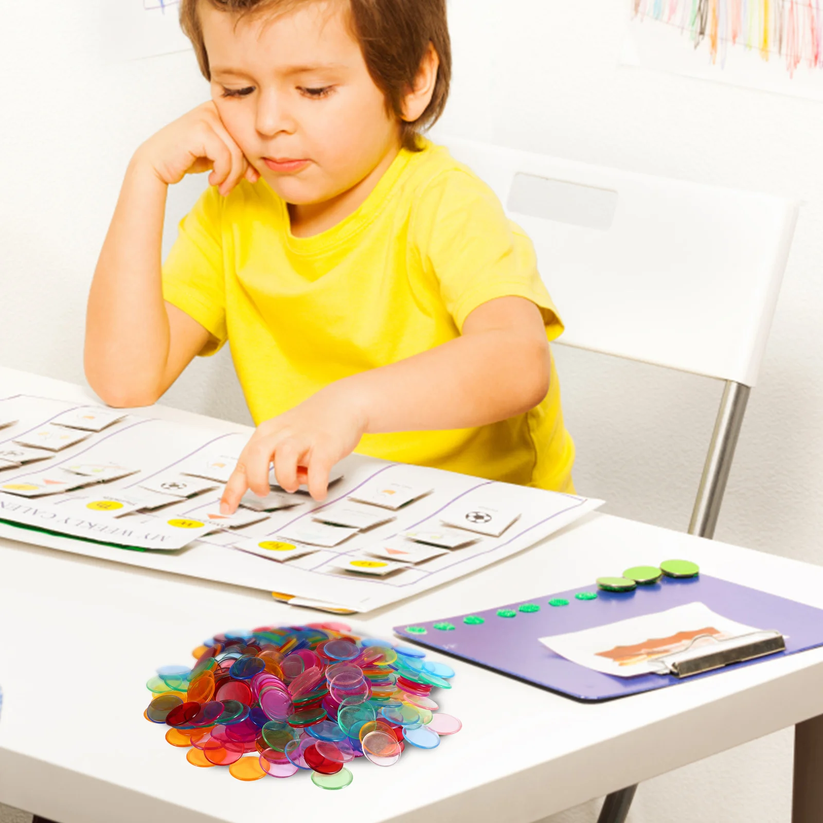 

400 шт. красочные круглые фишки для бинго для игры в бинго, счетные математические классные игровые маркеры, принадлежности для подсчета круглых фишек