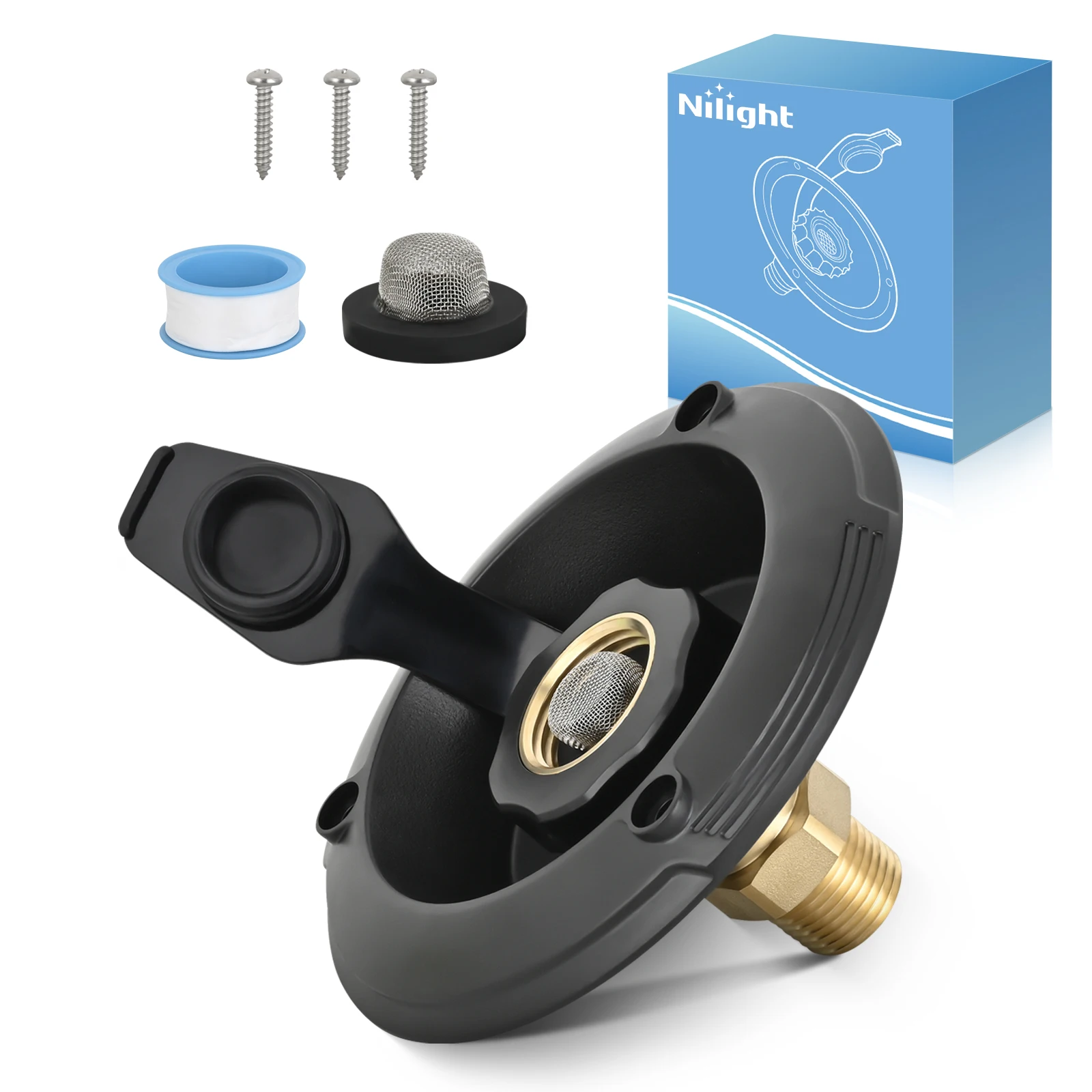 Nilight RV City Water Inlet with Check Valve 1/2