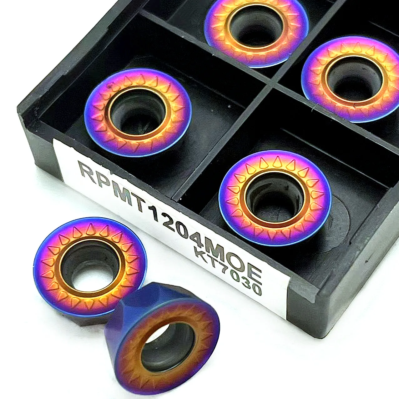 Nano Blue 10Pcs RPMT1204 RPMT10T3 MOE KT7030 CNC การประมวลผลโลหะเครื่องมือกลึงมิลลิ่งแทรกสามารถจัดทำดัชนีเครื่องกลึง