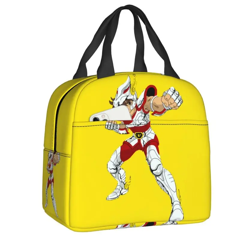 

Custom Saintes Seiya Thermal Insulated Lunch Bags Women Portable Lunch Tote for Outdoor Camping Travel Multifunction Food Box