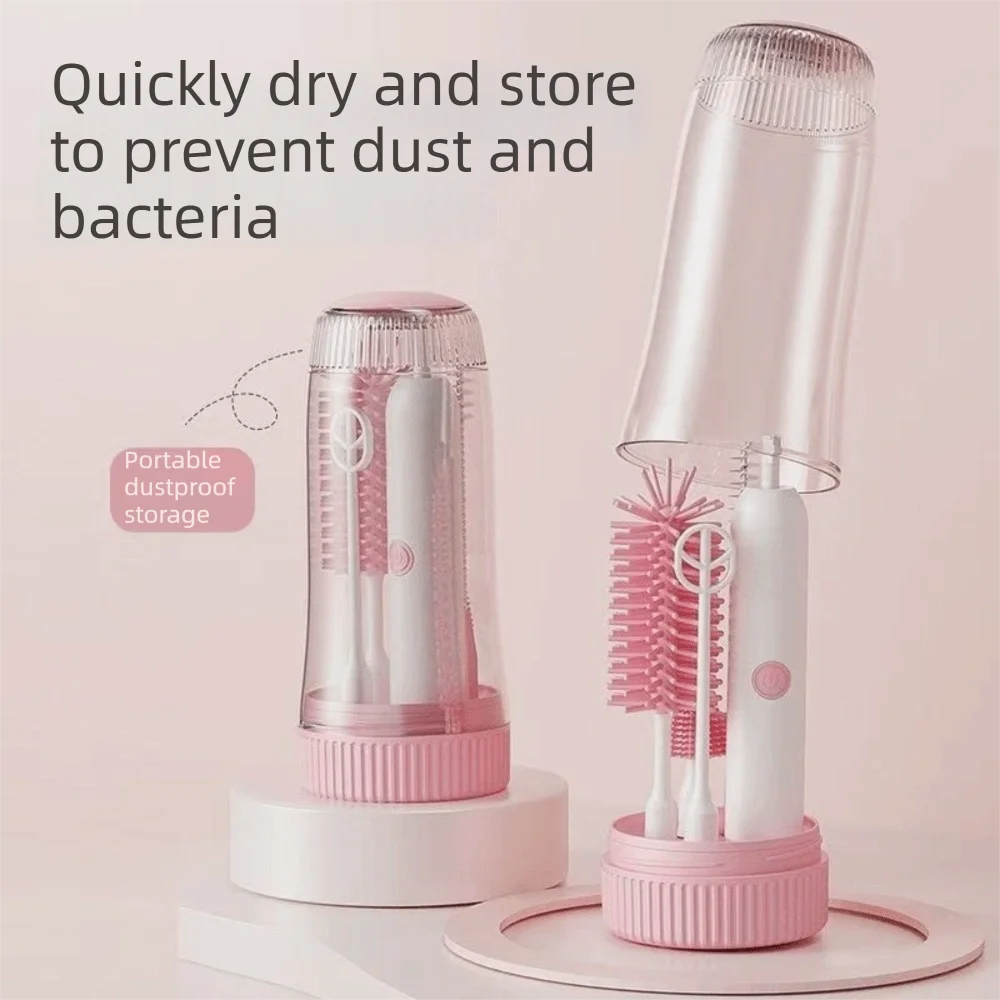 6-In-1 Electric Bottle Cleaning Brush Set Silicone UV Sterilization Baby Bottle Brush Portable Automatic for 1500mAh